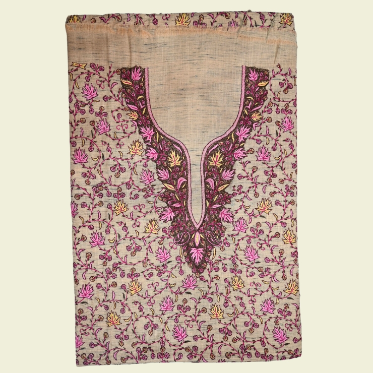 Khadi Cotton Sozni Embroidered Suit