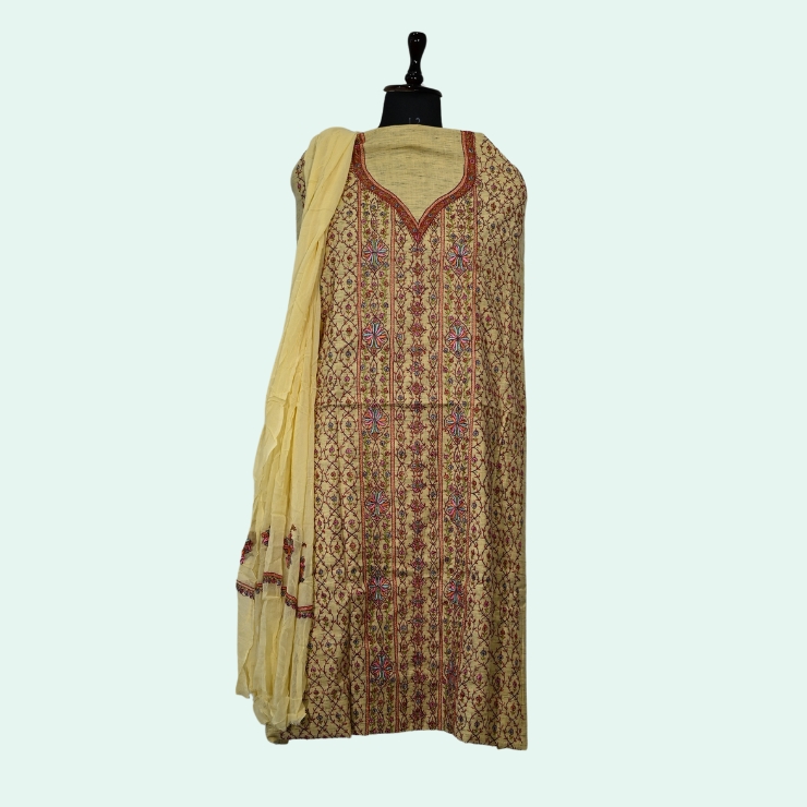 Khadi Cotton Sozni Embroidered Suit