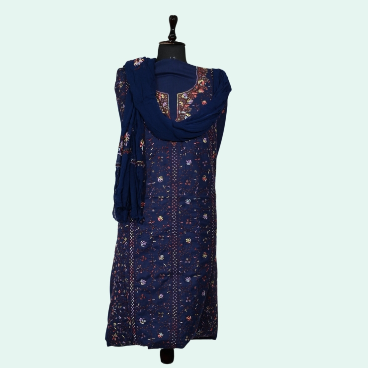 Khadi Cotton Sozni Embroidered Suit